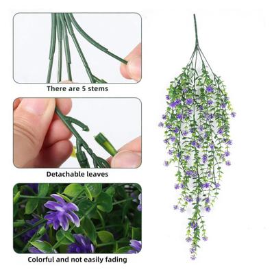 Hängende Kunstblume mit Eukalyptusblättern UV-beständig Fake-Blumenranke Innen Außen Garten Kunstblüte Rattan Dekor