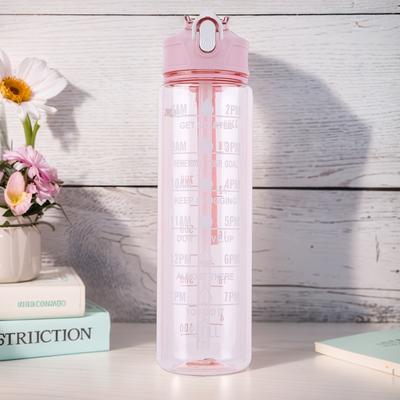 800ml Sportwasserflasche mit Strohhalm & Griff Tragbarer Trinkbecher Auslaufsichere Motivations-Trinkflasche für Outdoor-Sportarten