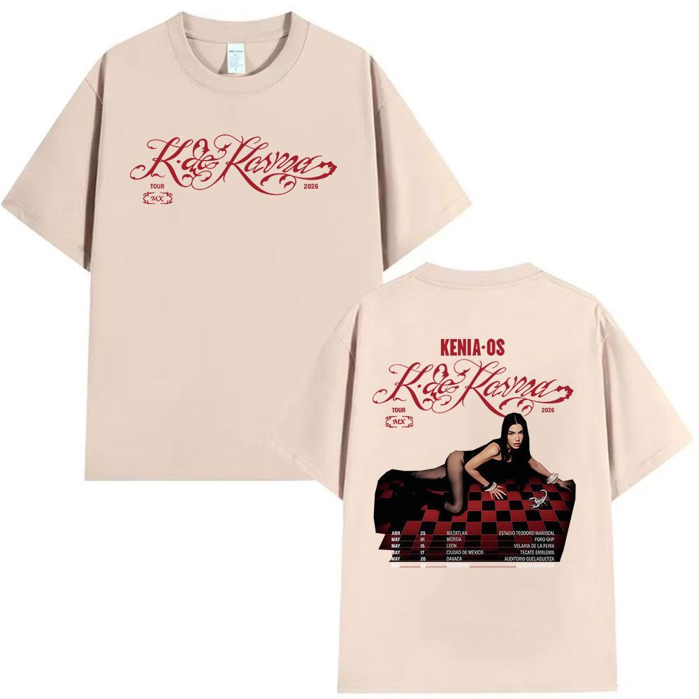 Singer Kenia Os K De Karma Tour 2026 Graphic T Shirt Men Women Clothing Fashion Short Sleeve Tshirt Vintage 100 Cotton Tshirts
