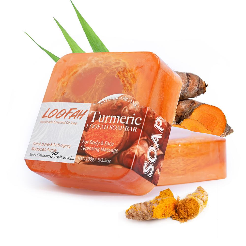 

Pure Handmade Transparent Loofah Soap with Plant Essential Oils for Face & Bath