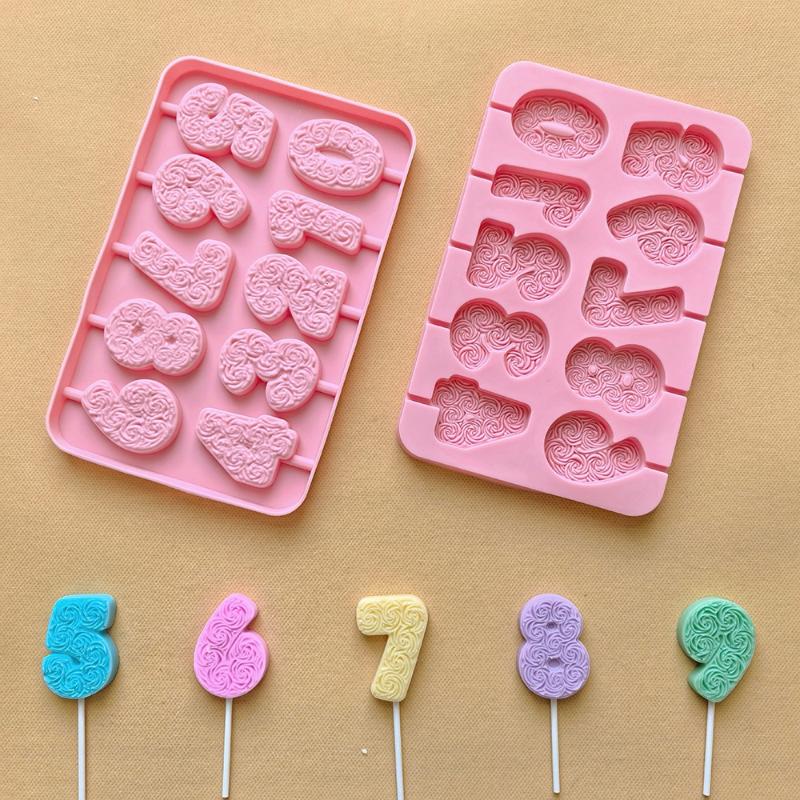 Silicone Mold For Diy Birthday Number Candle Making Rose Cake Decor Mold Reusable Non-Stick Chocolate Candles Baking Supplies