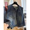 Vintage Women Denim Vest Jacket 2026 Spring Summer Sleeveless Casual Top Blue Jean Waistcoat Coat Lady Oversize Pocket Outerwear
