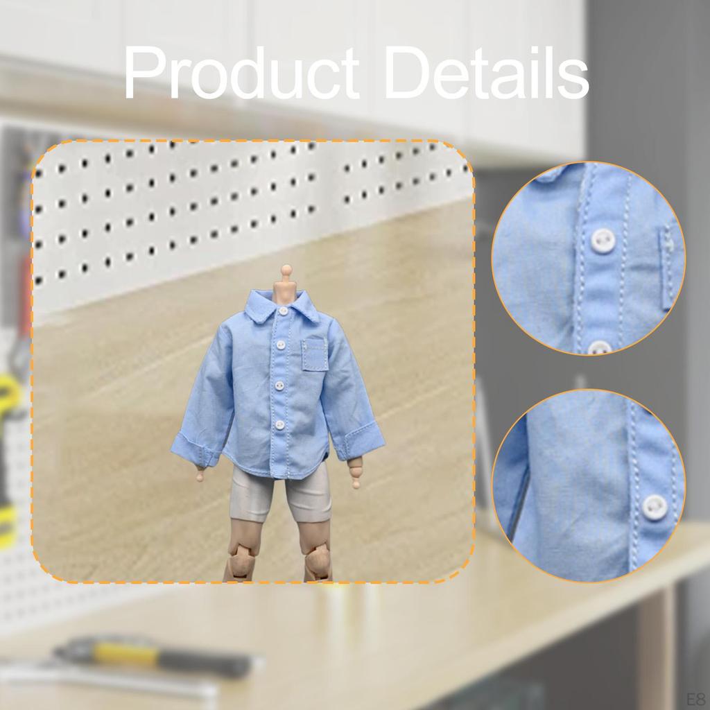 1/ Figure Shirt 6 inch Male Clothes Realistic Miniature Soft Cosplay Model DIY Doll Dressing