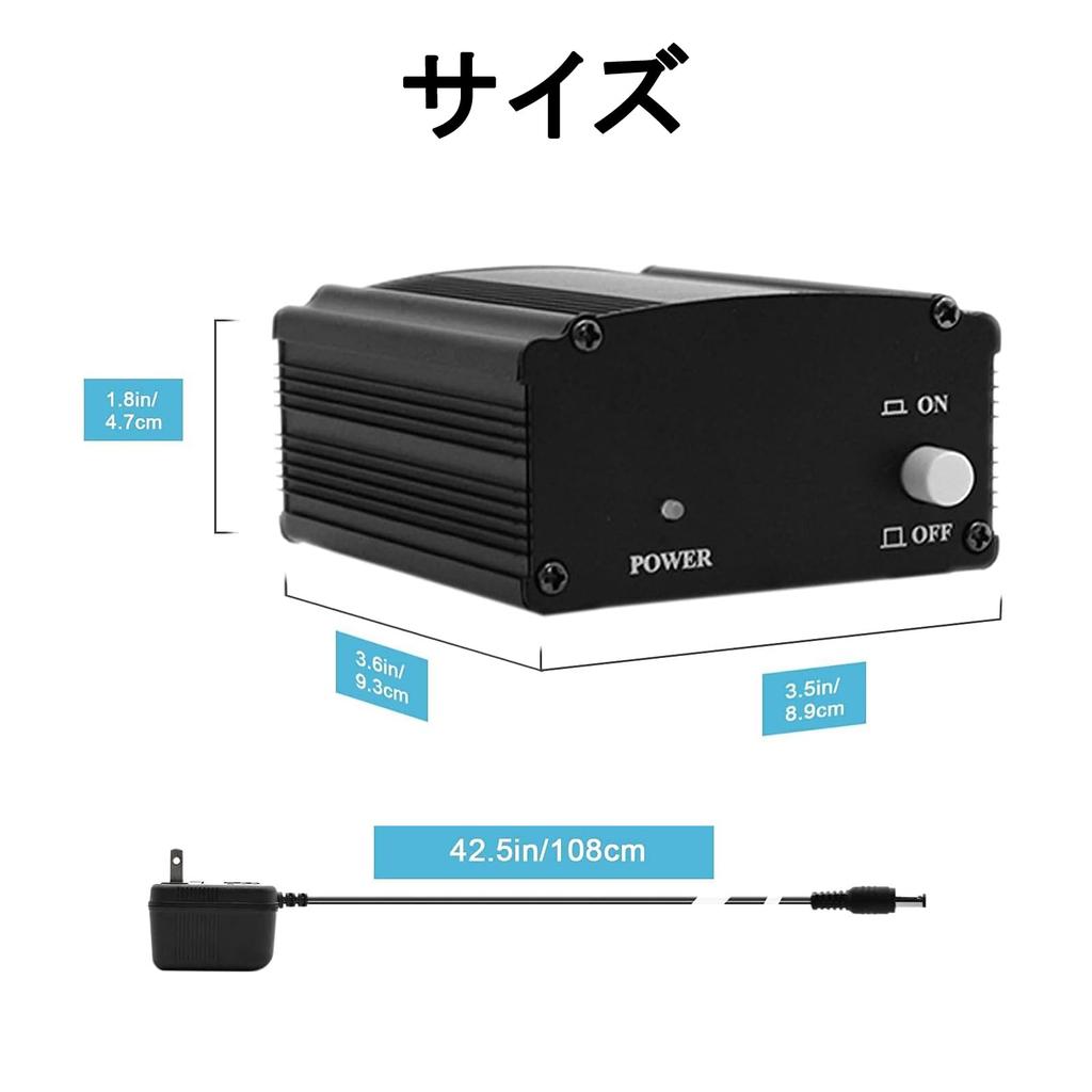 48V Phantom Power Adapter for Condenser Microphones, Microphone Preamp, XLR 3-pin, Charging Cable Included, Phantom Power Supply for Microphones