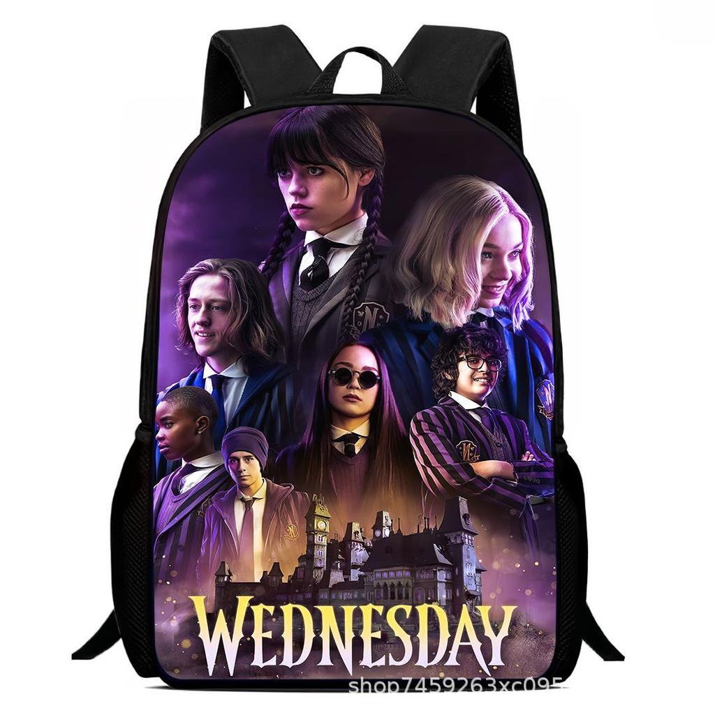 Wednesday 3 School Bag Printing Casual Multifunctional Cross-Border Backpack Straight Hair