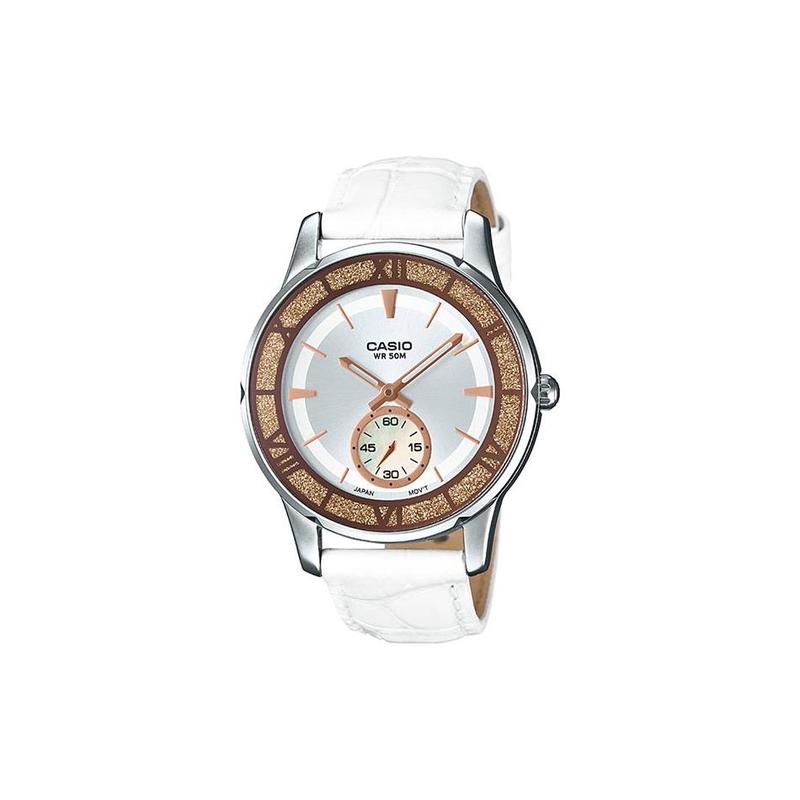 

Casio STANDARD series 50 meters waterproof quartz movement leather strap Japanese and Korean watch 37mm women s watch white dial LTP-E135L-7A белый