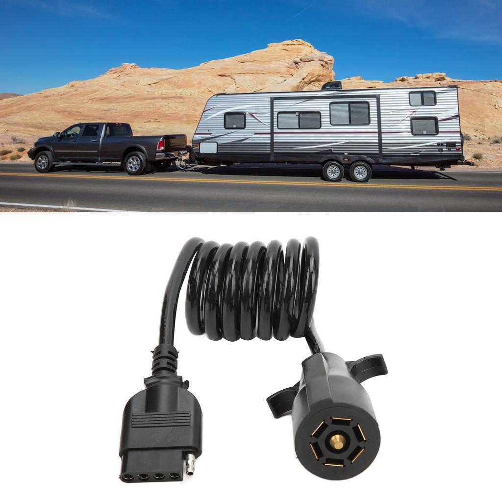 7 Way Round To 5 Way Pin Flat Spiral Trailer Connector Adapter Plug Brass Terminal Wiring Adapter for Boat Trailers