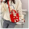 Cute Summer New TikTok Viral Cartoon Bear Canvas Bag Girls Shoulder Crossbody Bag Trendy