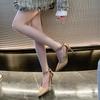 Metal Buckle Stiletto Sandals Autumn New Pointed Toe Shallow Mouth One Strap Anti-Slip Wear-Resistant High Heels