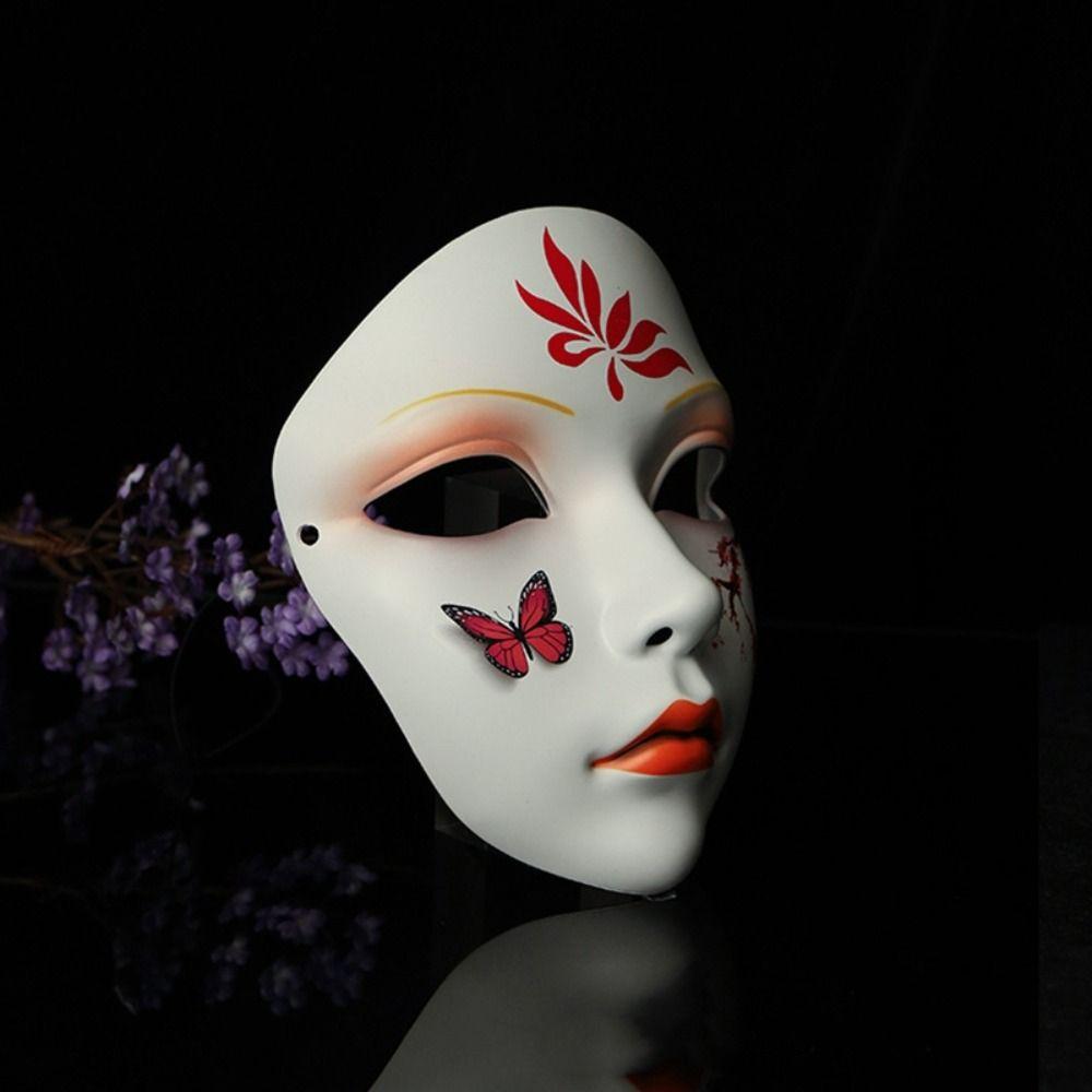 Dress Up Cosplay Geisha Mask Flower Japanese Mask Toy Hanfu Cosplay Mask  Party