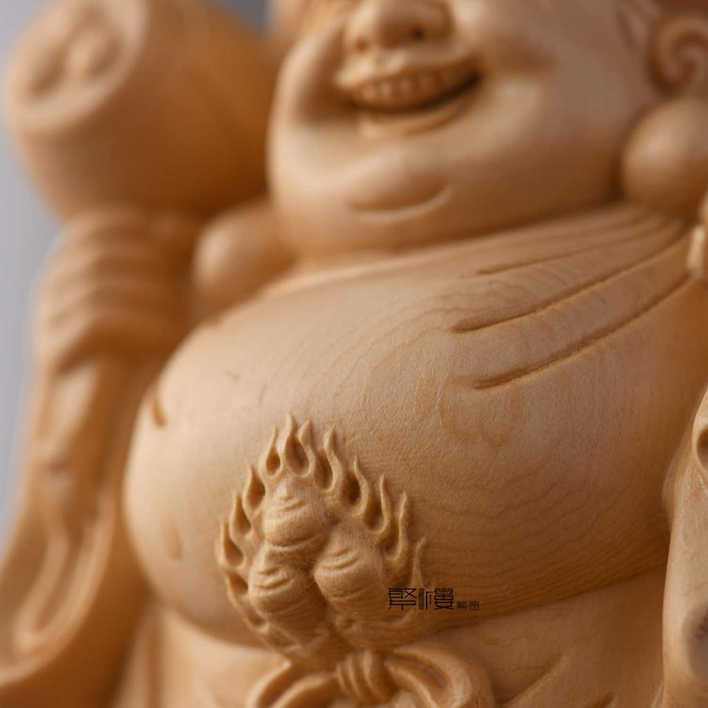 Daikokuten Holz Hinoki Zypresse Eingangsbereich Gebracht Gutes Wohlhabend Reichlich und Wohlhabende Nachkommen H x 10cm B x 7cm Daikoku-sama Figur, Schnitzerei,