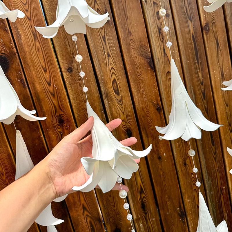 Artificial Lily Flower Head Pearl Pendant for Celebrations and Events Decoration