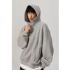 Henley Collar Button Hooded Sweatshirt Men in Autumn Winter Trendy Brand Loose Niche Design Casual Jacket
