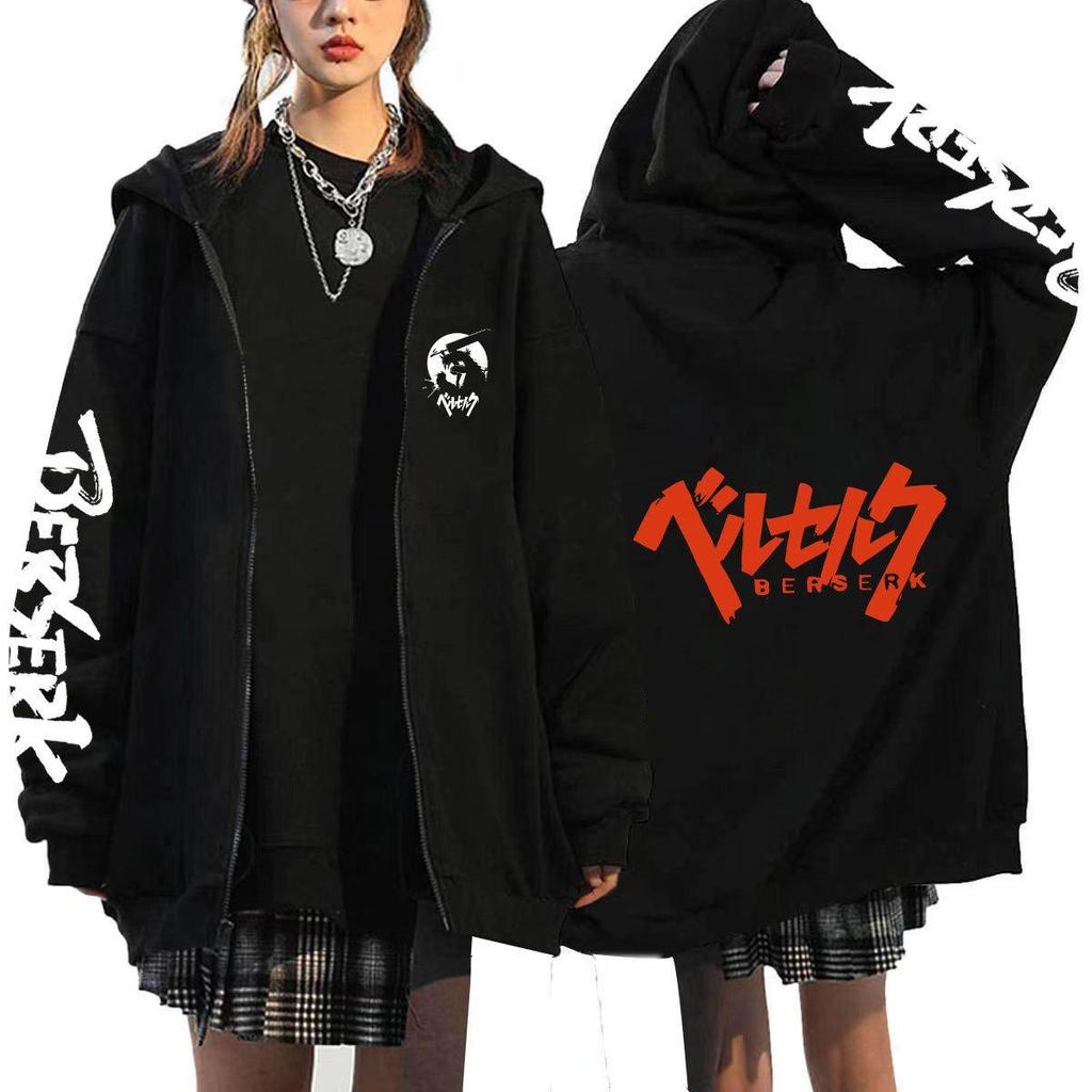 Cosplay Guts Berserk Anime Mikiny Pánské Bundy Ležérní Kabáty na zip Harajuku Unisex S kapucí Kreslené Potisk Mikiny Hip Hop Mikina Streetwear