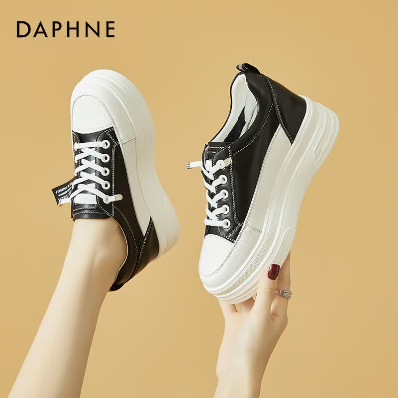 Daphne Women s Leather Hidden Heel Platform Sneakers 36 чёрный