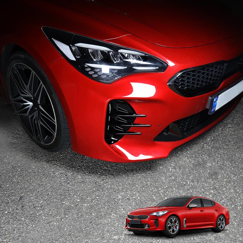 For Kia Stinger 2018- 2PCS Auto Black Front Fog Lamp Air Outlet Cover Trim Exterior Styling Decoration Accessories LHD/RHD