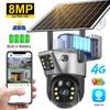 Original 8MP 4K 4G Sim Solar Camera Dual Lens Wifi Outdoor Waterproof Battery IP Cameras PIR Night Vision CCTV Security Protection