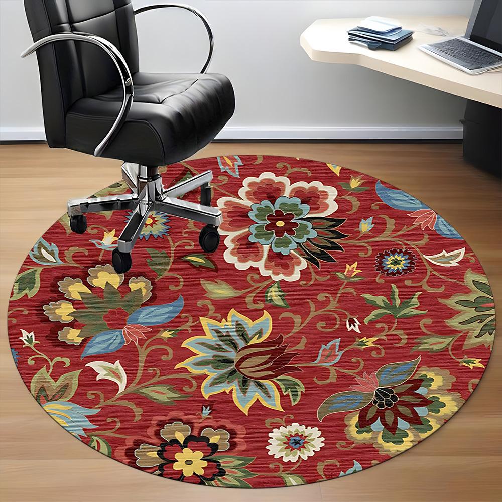 1PC Floral Pattern Chair Carpet for Office, Indoor Non-Slip Washable Carpet, Soft Comfortable Mat For Office Room Yy250930207