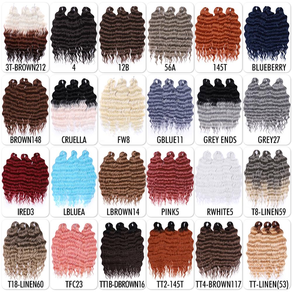 Anna Hair Synthetische, lockere Deep Wave Flechthaar-Extensions, 60 cm (24 Zoll), Wasserwellen-Zopfhaar, dunkelbraunes Twist-Crochet-Lockenhaar