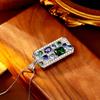 Vintage Colorful Zircon Pendant Necklace Luxury Crystal Choker Chain Jewelry Gift