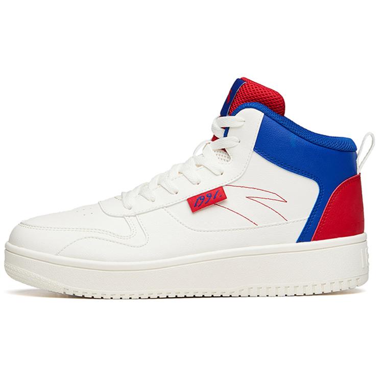 New Anta Life Collection Anti Slip Wear Resistant High Top Skateboard Shoes Men's White Blue 912038010-15