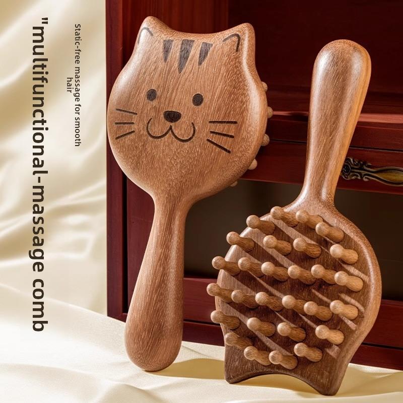 Head Meridian Massage Comb, Cute Pet-shaped Cat Paw Style, Round Teeth, Scalp Care, No Hair Sticking, Stress-relieving, Coarse Teeth Comb
