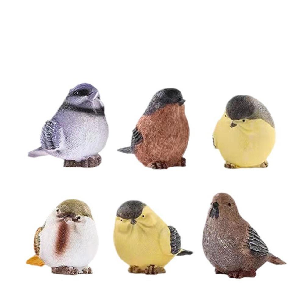

6 шт. Милая статуэтка птички, креативные миниатюры, фигурка, микро-ландшафт, скульптура животного, балкон 6 Pcs
