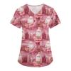 Women's Fashion V-Neck Short Sleeve Overalls With Pockets Christmas Printed Tops  Clothes