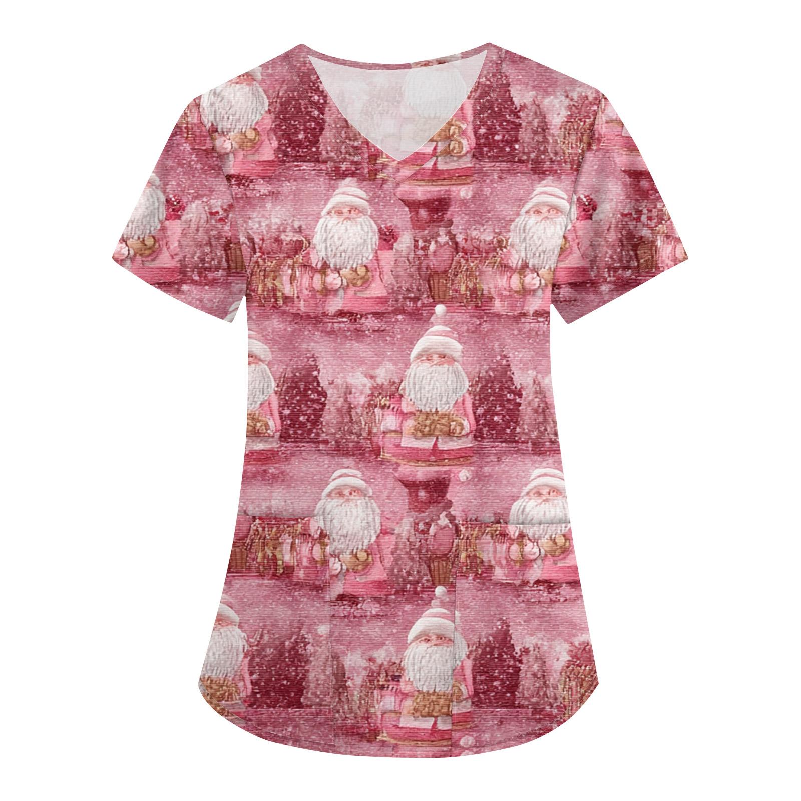 

Женские модные комбинезоны с V-образным вырезом и короткими рукавами, с карманами, топы с рождественским принтом, одежда M