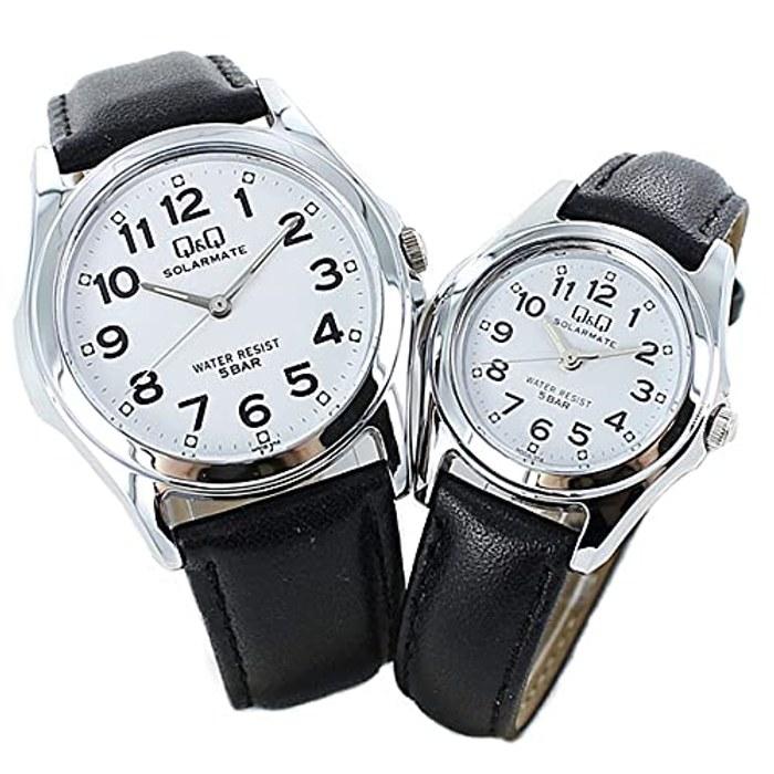 [Citizen] Q&Q Solar Pair Watch H008H009-304 (White/Black, Leather)