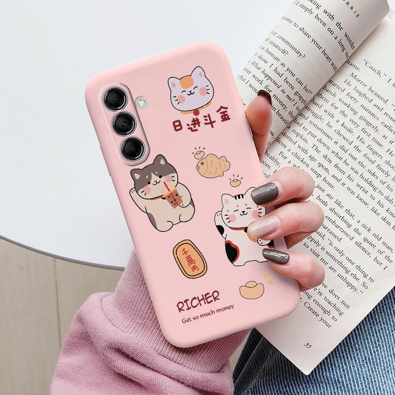 Cute Painted Case For Samsung Galaxy M14 M34 M54 5G Soft Cover Cartoon Cat Sunflower TPU Funda For Samsung M 14 GalaxyM54 Coque