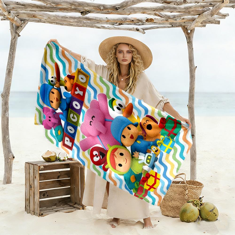 Pocoyo Beach Towel Super Soft Microfiber Quickdry Fabric Comfortable Lightweight Perfect for Traveling Yoga Camping and Swimming