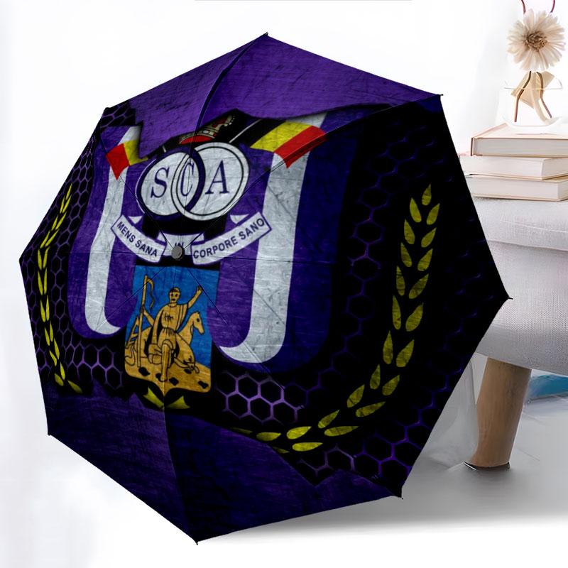 Royal Sporting Club Anderlecht pattern, automatic folding umbrella, portable and foldable design, 8 ribs, a Christmas or birthday gift.