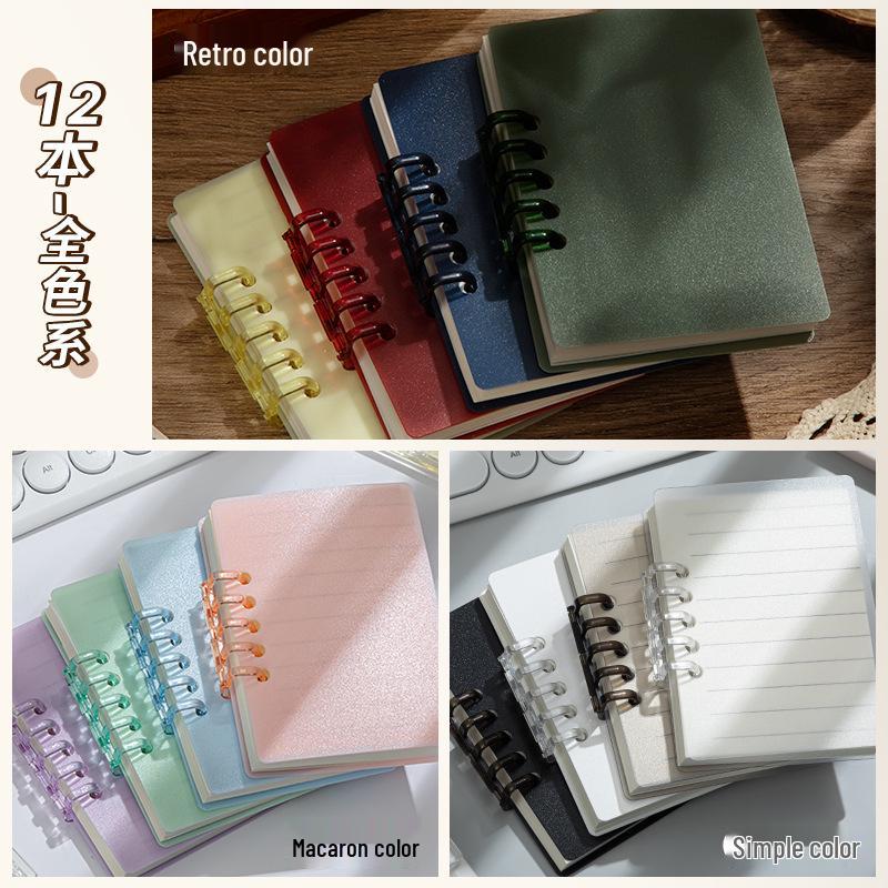 A7 Transparent Minimalist Loose-Leaf Spiral Pocket Notebook, Lined for Single Words