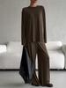 European & American Women's Knit Pajama Set: 2025 Autumn/Winter Loose Round Neck Long Sleeve Top & Pants