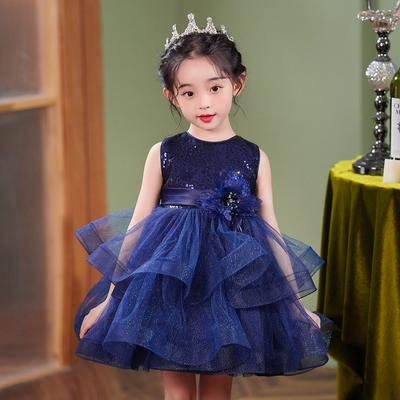 Girls' Dress Summer Sleeveless Mesh Short Princess Dress Puff Dress Flower Cake Dress Host Dress Flower Girl