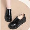 Damen Weiche Sohle Leder Keilabsatz Schuhe Für Mittleres Alter Und Ältere Mütter Dicke Plateau Zum Hineinschlüpfen Bequem Täglich Tragbar Für Den Frühling