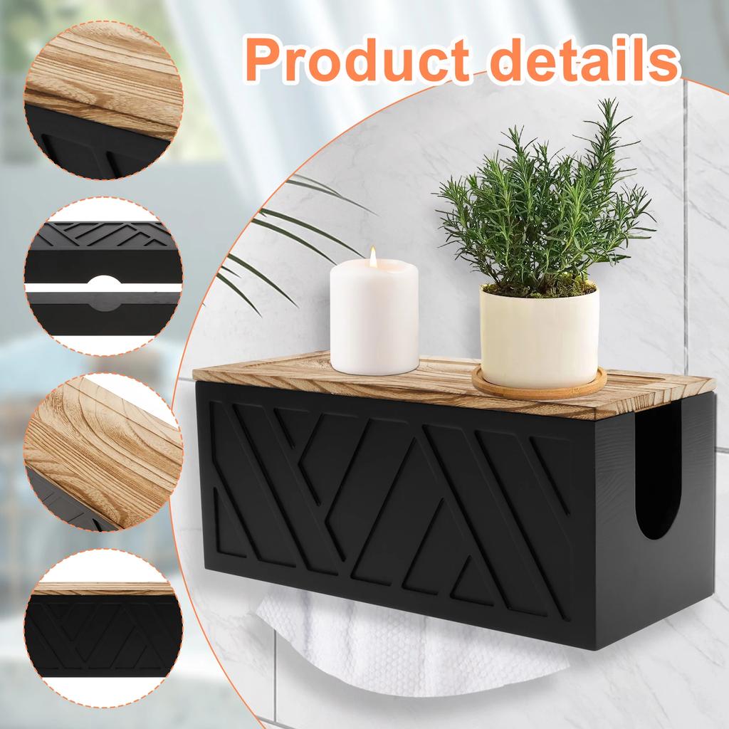 Wall Mount Paper Towel Dispenser Wooden Bathroom Tissue Box With Detachable Lid Trifold Hand Towel Holder for Kitchen Decoration