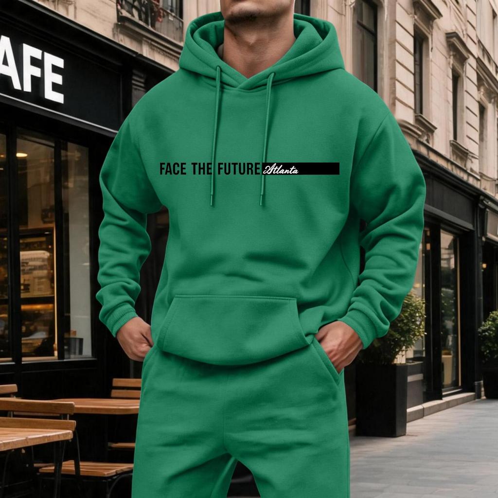 Men's Casual Hoodie with Large Pockets, Color Long Sleeve Sweatshirt