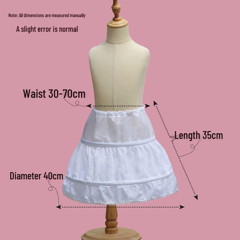 Children's Puffy Princess Petticoat Dress with Adjustable Fishbone and Inner Lining, Perfect for Birthdays and Flower Girl Occasions.