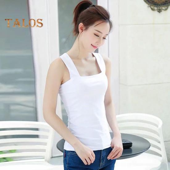 Damen Tanktops mit Hosenträgern, quadratischem Kragen, ärmellos, einfarbig, schmale Passform, Camisole für den Sommer