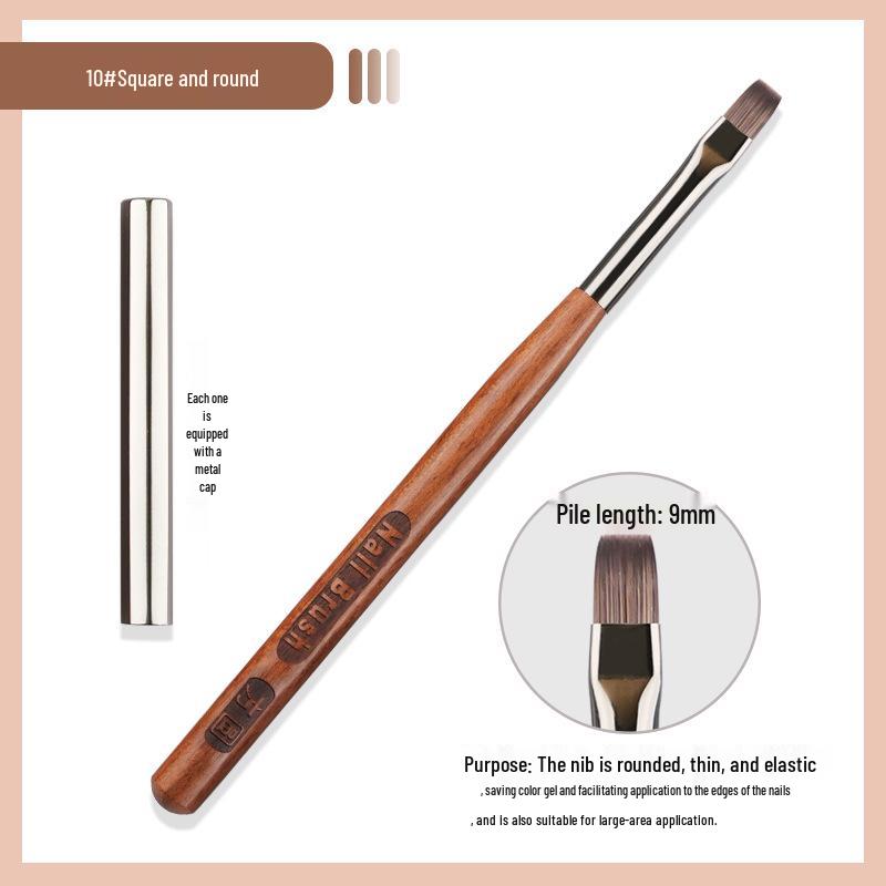Sandalwood Nail Art Brush Set - Imitation Squirrel Hair with Pen Holder for Liner and Gel Painting