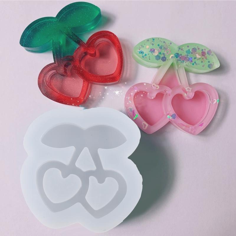 Silicone Cherry Fruit Pendant Mold Liquid Sand Keychain Accessories Mould Epoxy Resin Jewelry Molds Crafting Enthusiast
