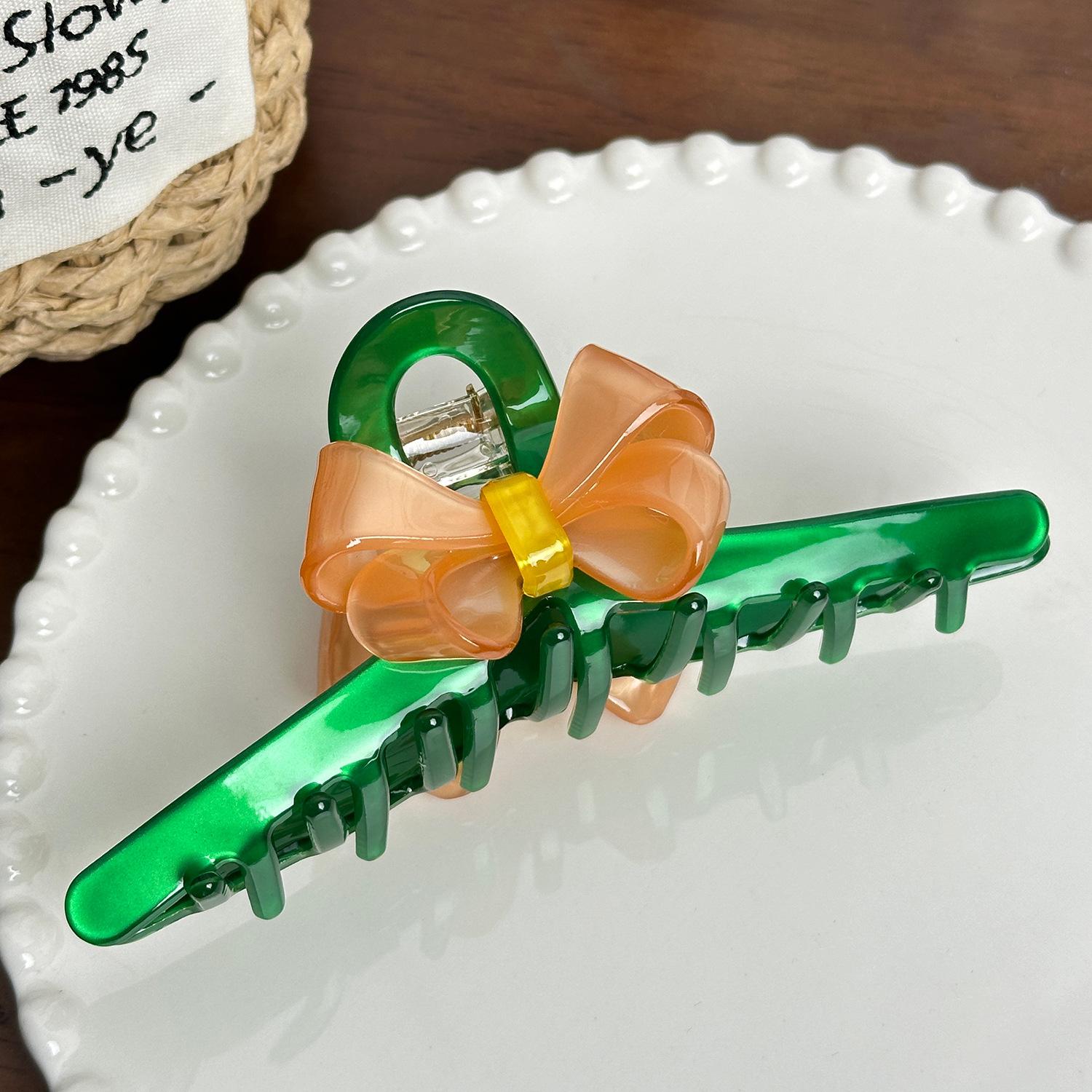 

And Chic Elegant Colorful Bow Hair Claw Clip Made Of Acetate Highquality зелений