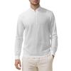 Men's Loose Linen Solid Color Long Sleeved Stand Up Collar Top Men's Casual Shirt