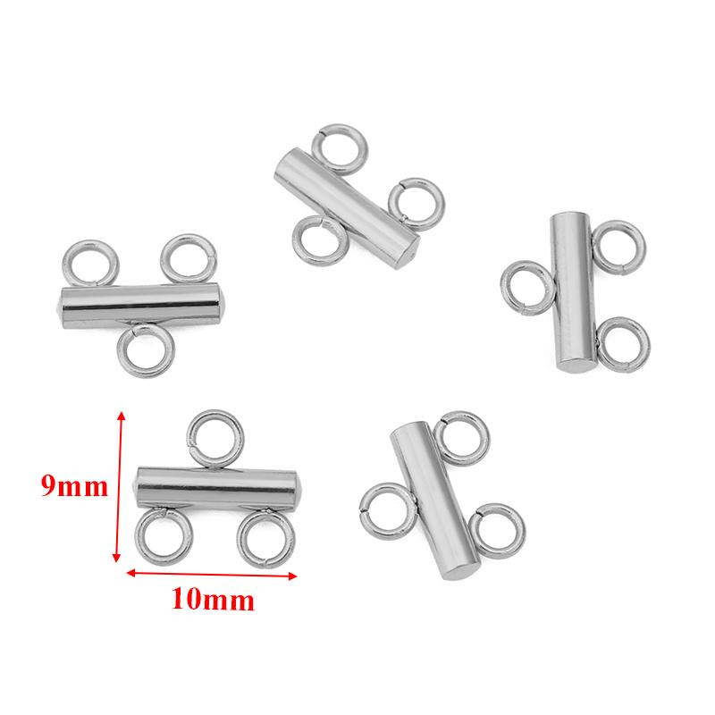 10pcs Stainless Steel Layer Necklace Bracelet Clasp Bails 5 Loops Drop Earrings Chains Connectors DIY Jewelry Findings Supplies