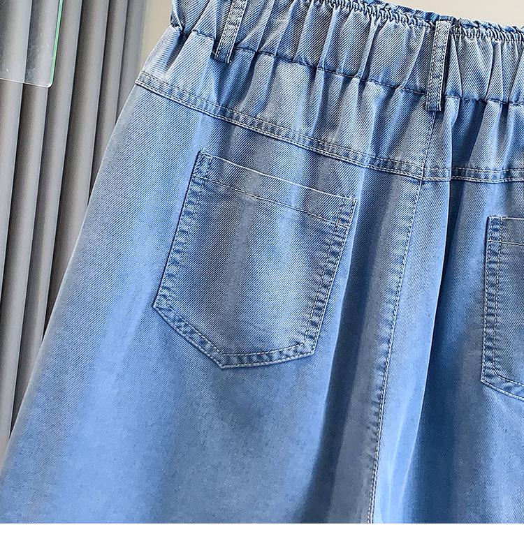 Women's Lightweight Tencel Denim High-Waist Loose Shorts - Summer Ice Silk 5-Point Pants Plus Size