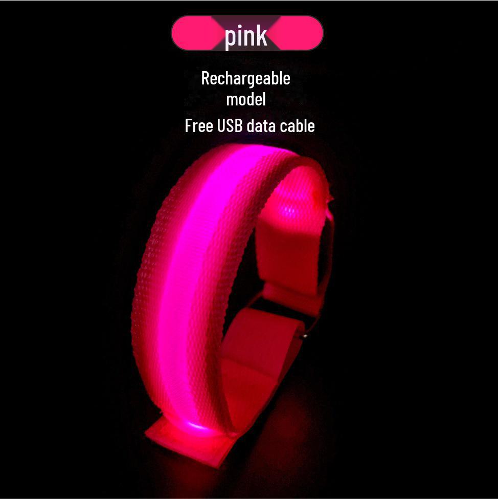 Bandă reflectorizantă cu LED: Brățară sport cu încărcare USB pentru alergare nocturnă, ciclism, brățară cu lumină de semnalizare cu design plasă.