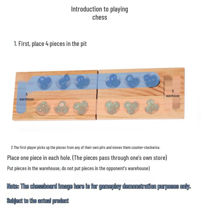 Wooden Pine Gemstone Mancala Board Game - Educational Toy for Spatial Thinking