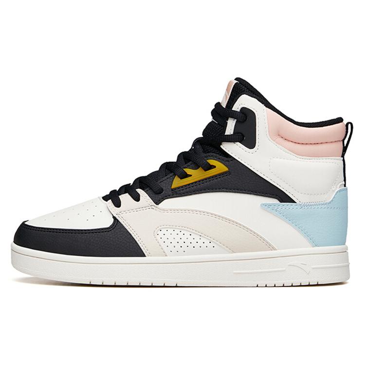 New Anta Abrasion Resistant Slip Resistant High Top Skateboard Shoes Women's White Pink Blue 122138071-2